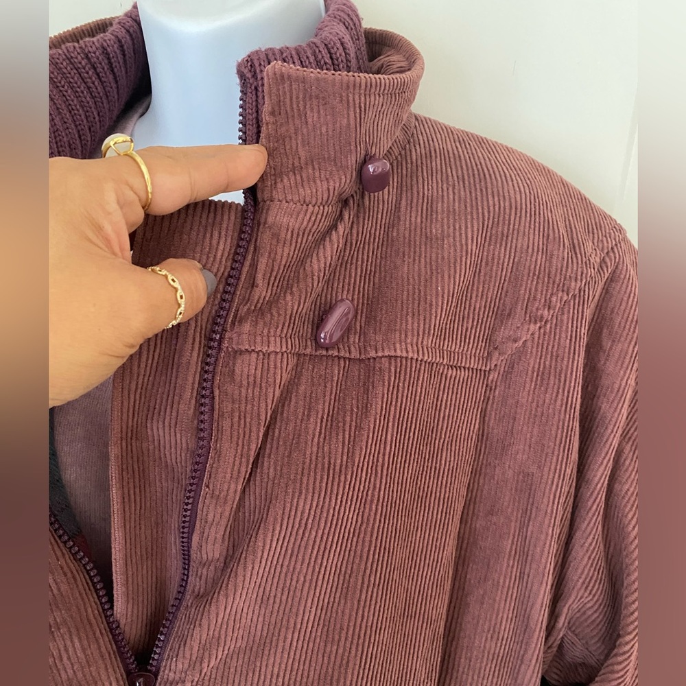 Rare Vintage Eddie Bauer Corduroy Barn Chore Coat Knit Collar Cuffs Mauve 80s - Picture 4 of 8